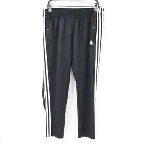 Adidas track Pants Womens Large Must Haves side Snap Elastic Waist Black striped